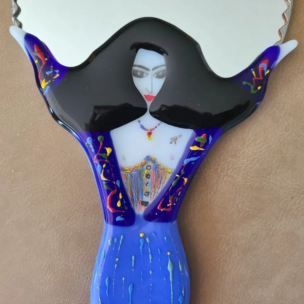 Vanity Mirror Handcrafted Handheld Lovely Moon Goddess One Of A Kind OOAK Art